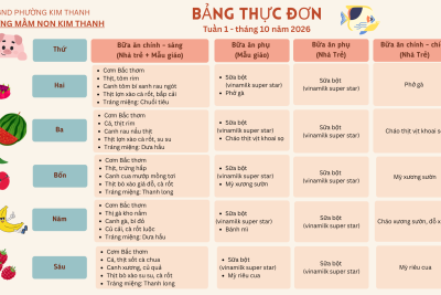 BẢNG THỰC ĐƠN TUẦN 1 – THÁNG 10/2026