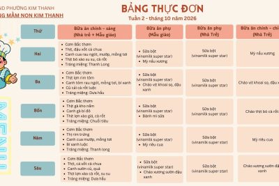 BẢNG THỰC ĐƠN TUẦN 2 – THÁNG 10/2026