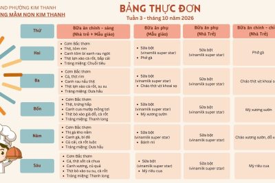 BẢNG THỰC ĐƠN TUẦN 3 – THÁNG 10/2026