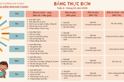 BẢNG THỰC ĐƠN TUẦN 4 – THÁNG 10/2026