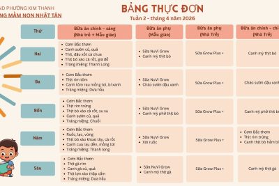 BẢNG THỰC ĐƠN TUẦN 2 – THÁNG 4/2026