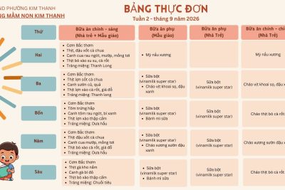 BẢNG THỰC ĐƠN TUẦN 2- THÁNG 9/2026
