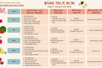 BẢNG THỰC ĐƠN TUẦN 3 – THÁNG 9/2026